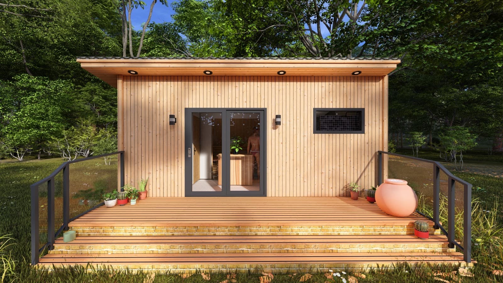 Hot tub in a spa lodge