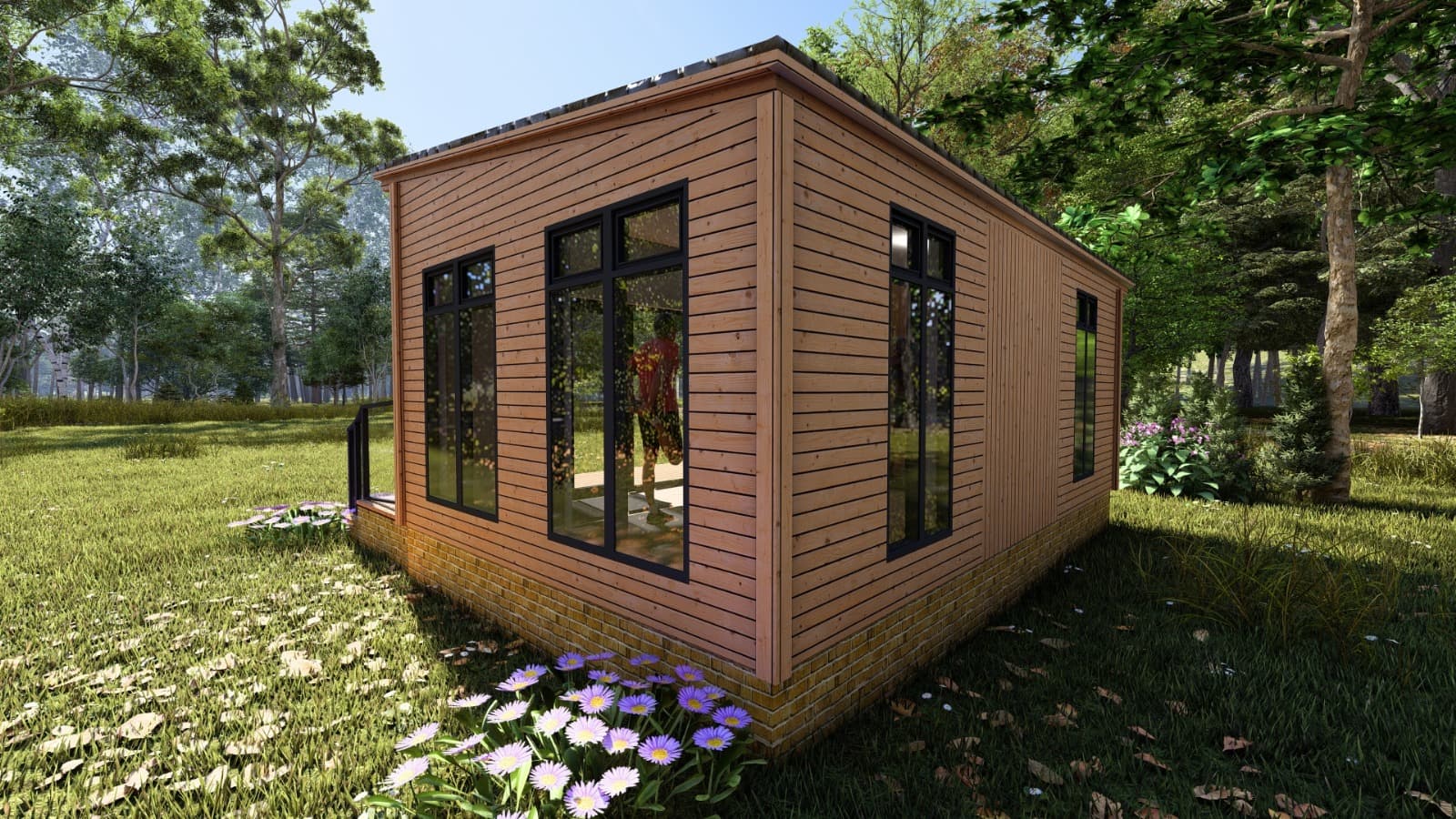Three people stretching in a yoga studio