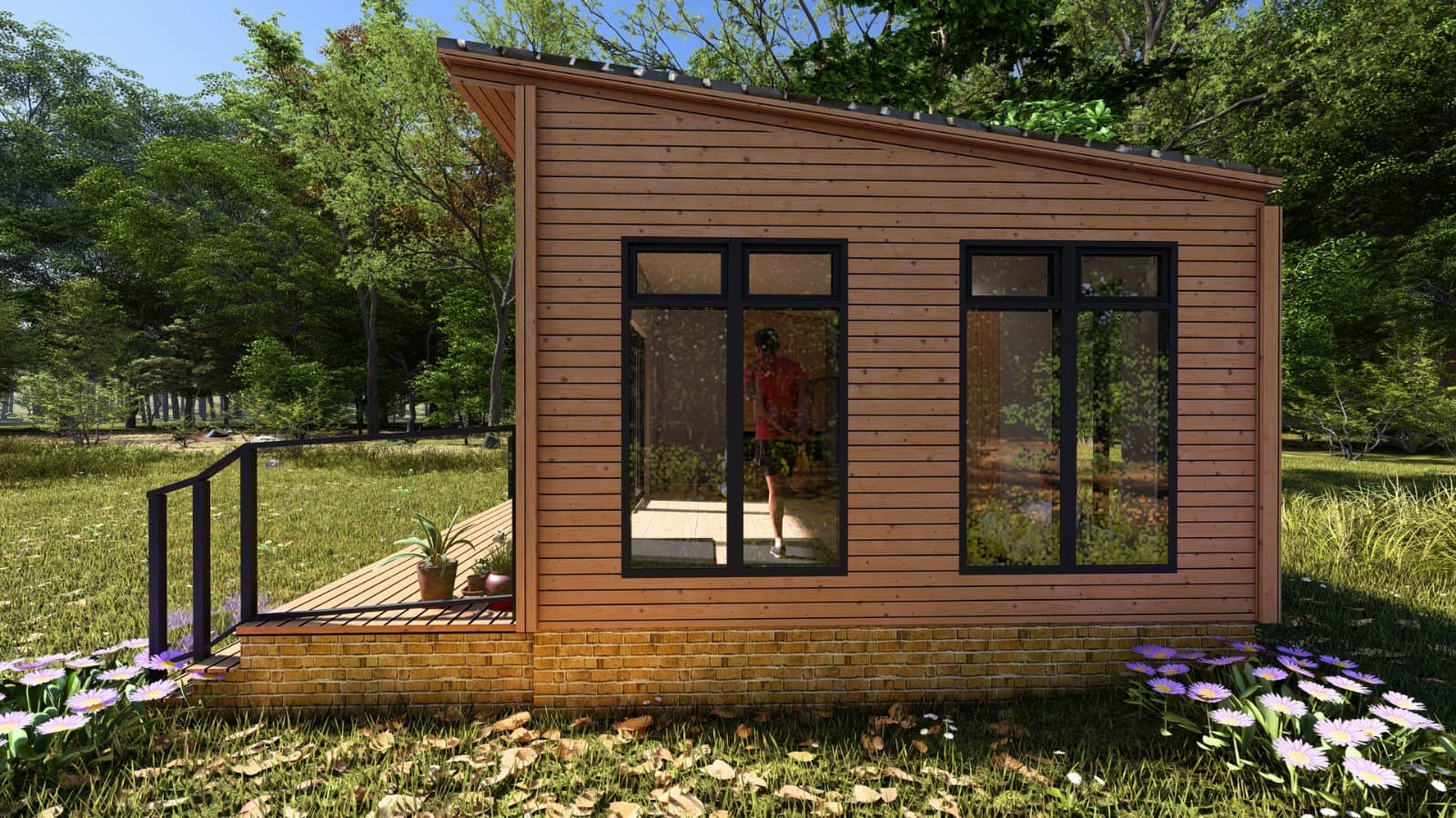 Three people stretching in a yoga studio